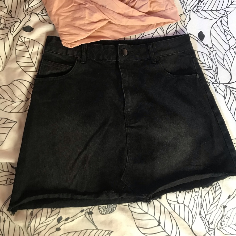 Black Denim Mini Skirt